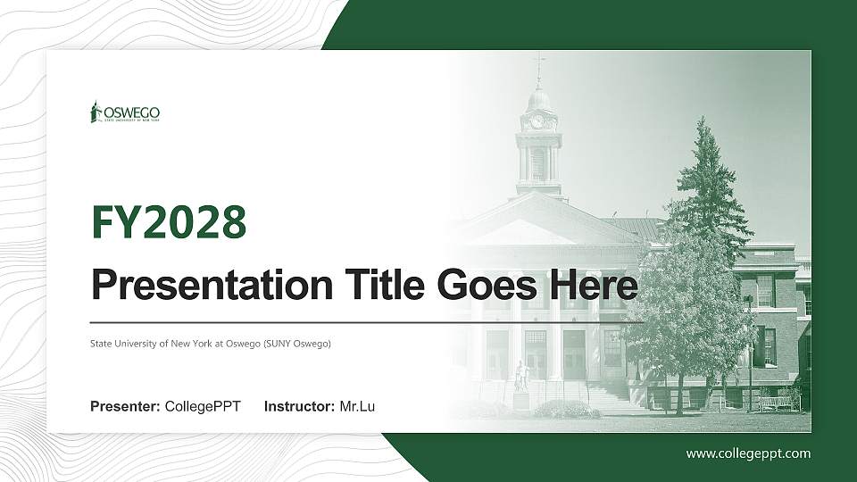 State University of New York at Oswego (SUNY Oswego) Academic Presentation/Research Findings Report PPT Template16:9 ratio PPT effect preview image