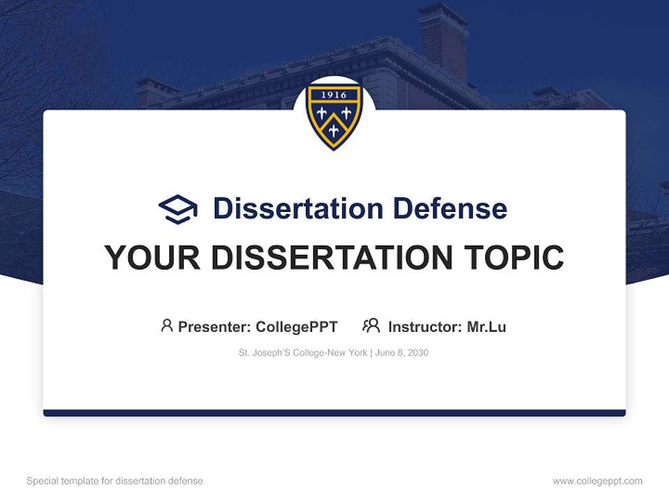 St. Joseph’S College-New York Graduation Thesis Defense PPT Template4:3 ratio PPT effect preview image7