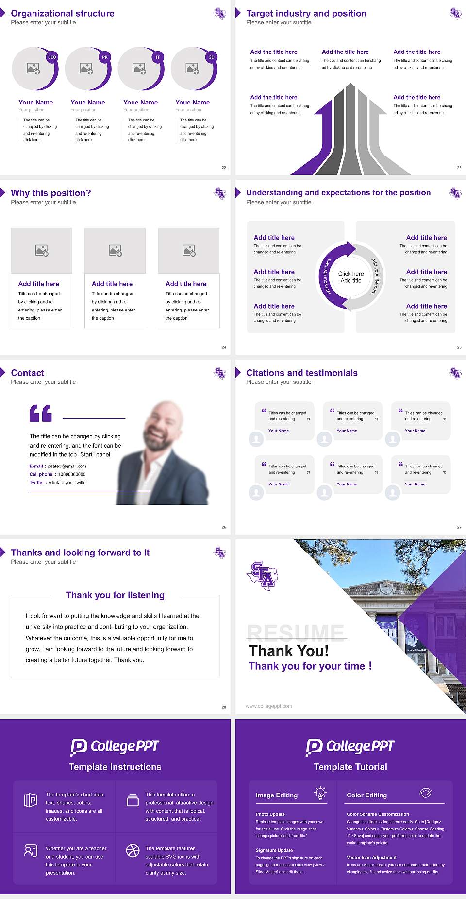 Stephen F Austin State University Resume PPT Template4:3 ratio PPT effect preview image4