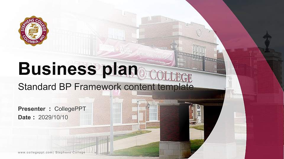 Stephens College Competition/Entrepreneurship Contest PPT Template16:9 ratio PPT effect preview image