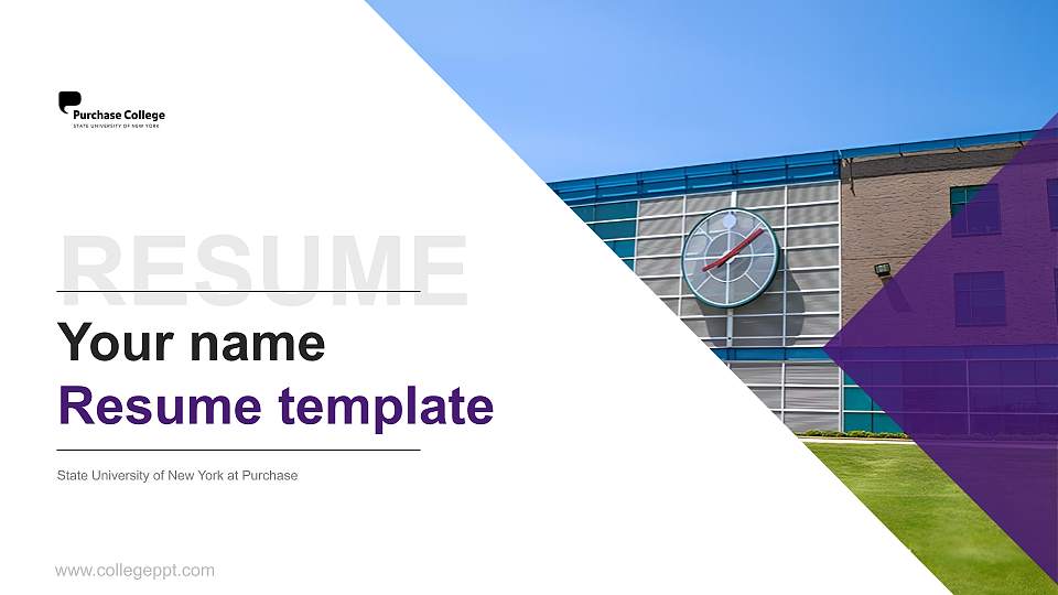 State University of New York at Purchase Resume PPT Template16:9 ratio PPT effect preview image