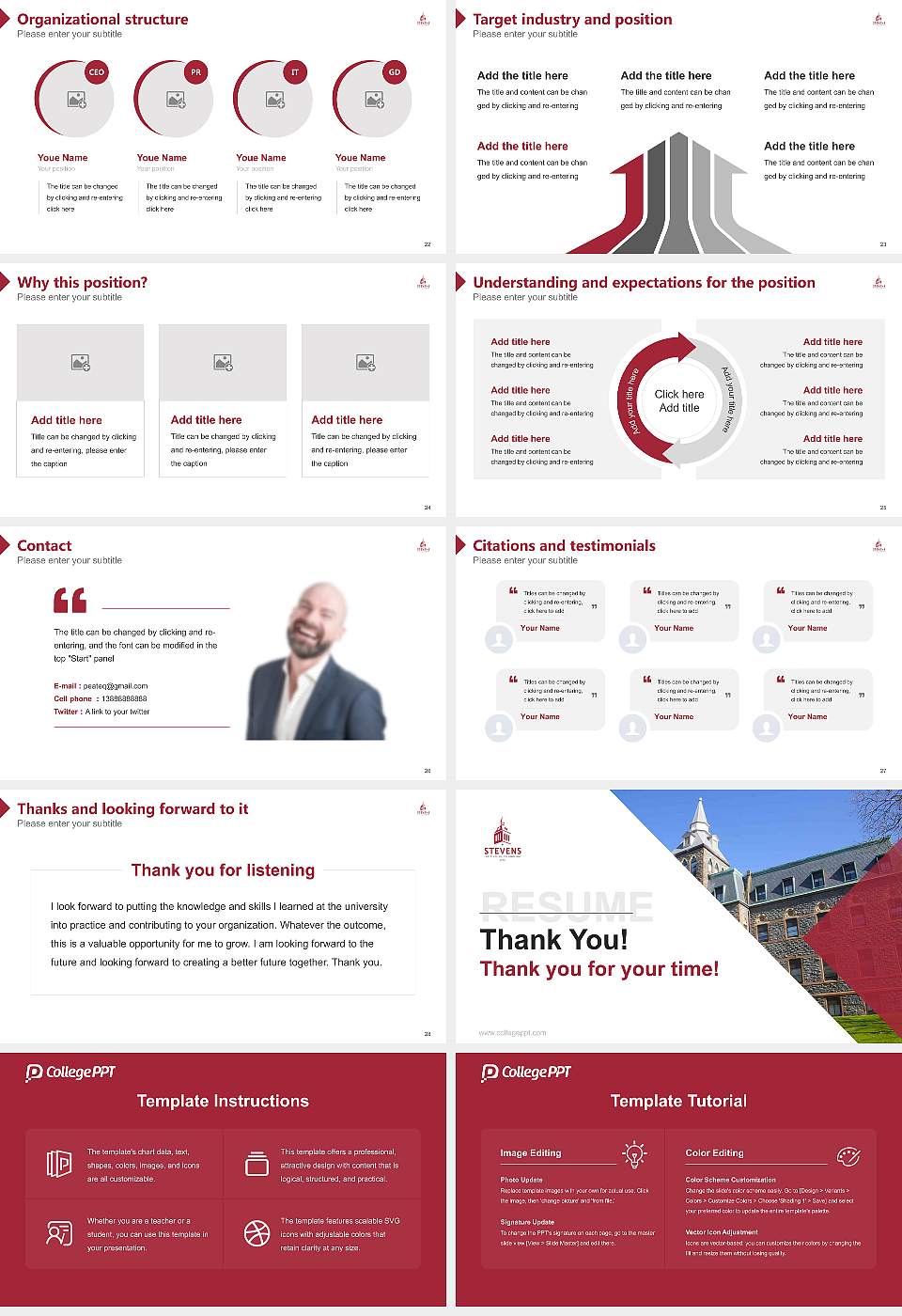 Stevens Institute of Technology Resume PPT Template16:9 ratio PPT effect preview image4
