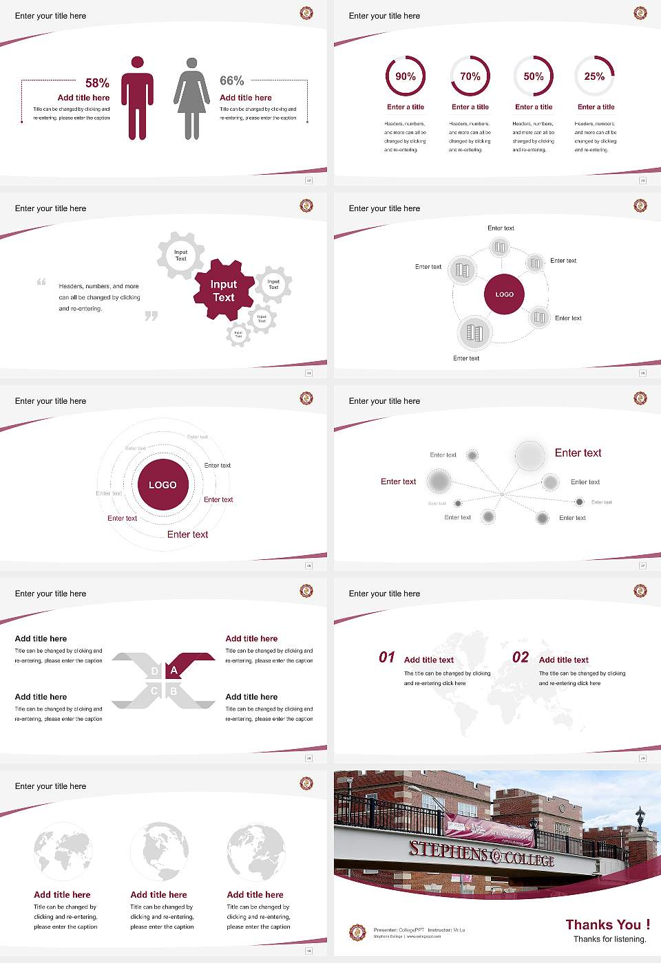 Stephens College Course/Courseware Creation PPT Template16:9 ratio PPT effect preview image4