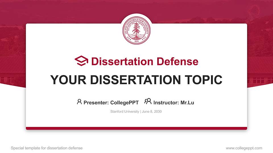 Stanford University Graduation Thesis Defense PPT Template16:9 ratio PPT effect preview image