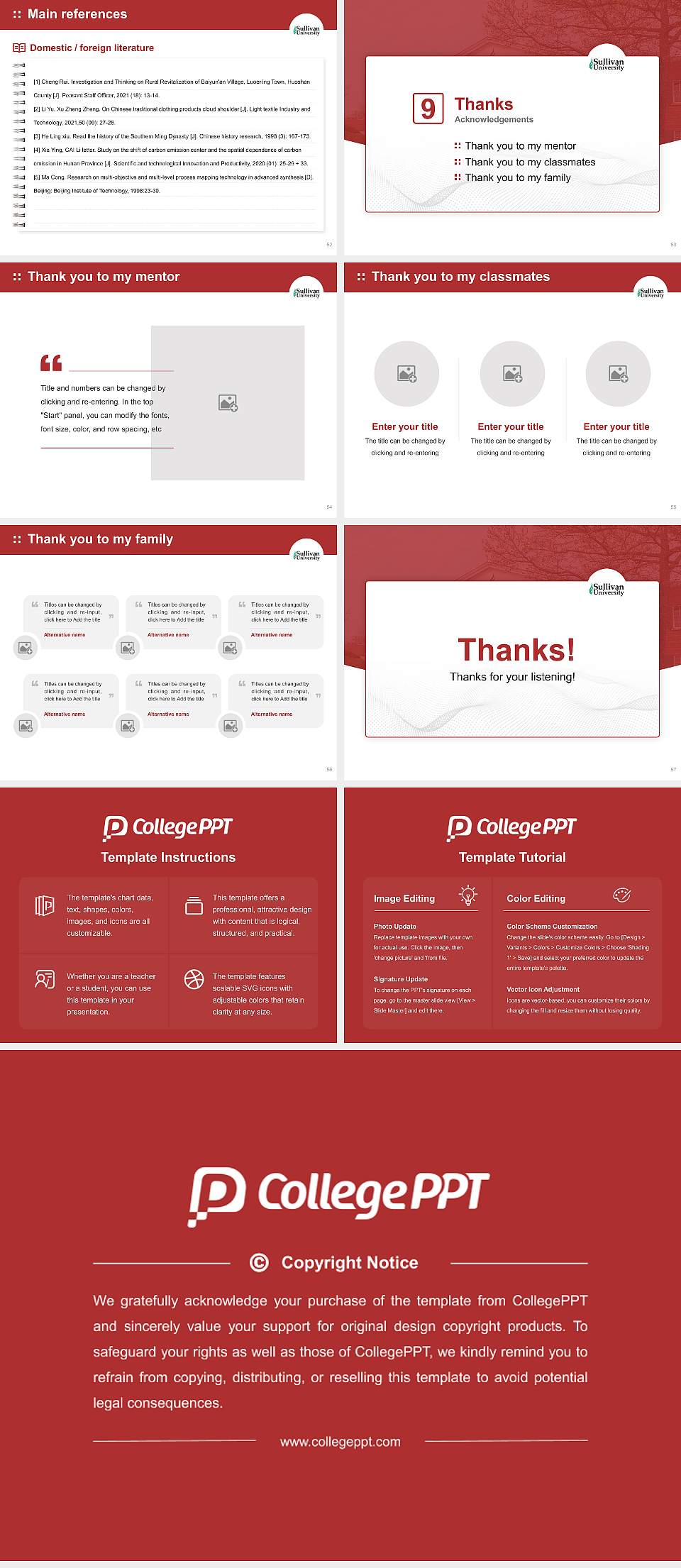 Sullivan University Graduation Thesis Defense PPT Template4:3 ratio PPT effect preview image7