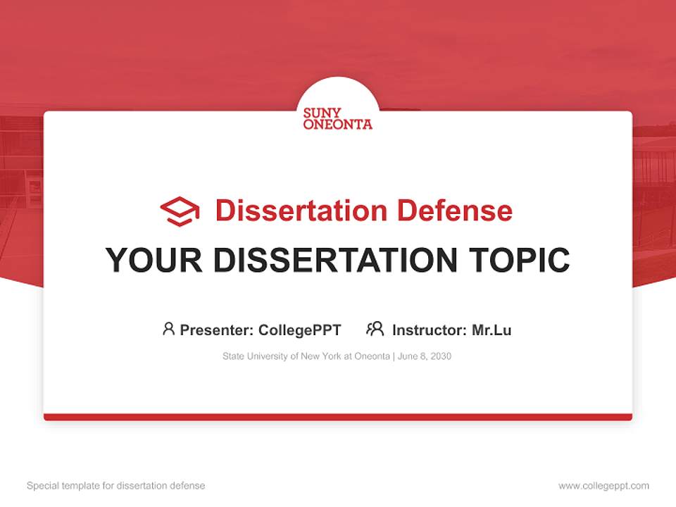 State University of New York at Oneonta Graduation Thesis Defense PPT Template4:3 ratio PPT effect preview image7