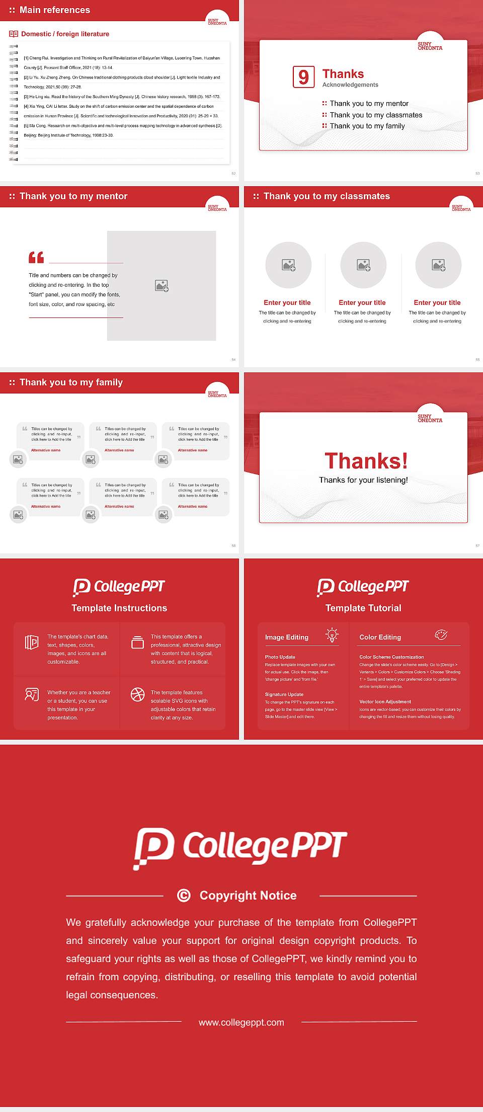 State University of New York at Oneonta Graduation Thesis Defense PPT Template4:3 ratio PPT effect preview image7