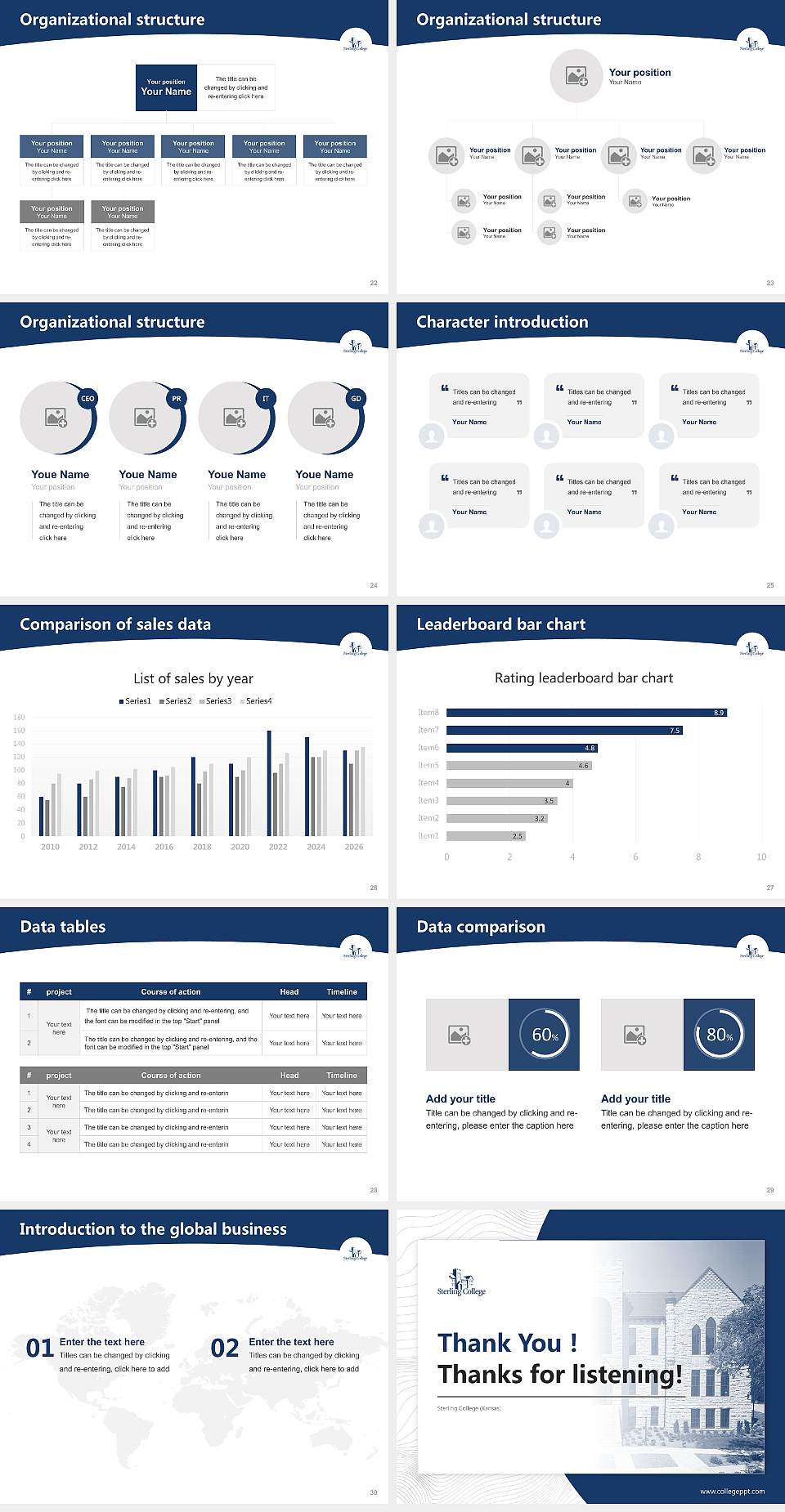 Sterling College (Kansas) Academic Presentation/Research Findings Report PPT Template4:3 ratio PPT effect preview image4