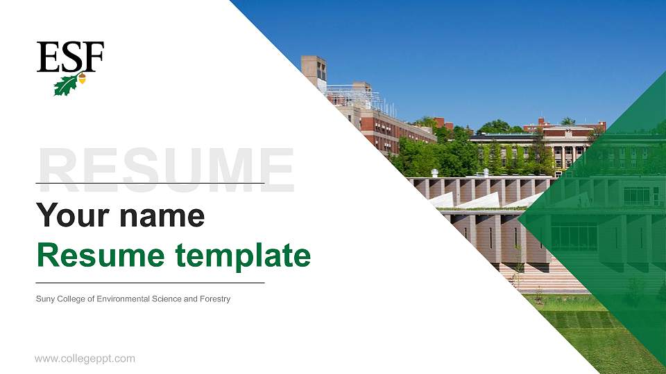 Suny College of Environmental Science and Forestry Resume PPT Template16:9 ratio PPT effect preview image