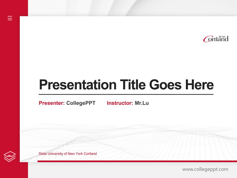 State University of New York Cortland Thesis Proposal/Graduation Defense PPT Template4:3 ratio PPT effect preview image5