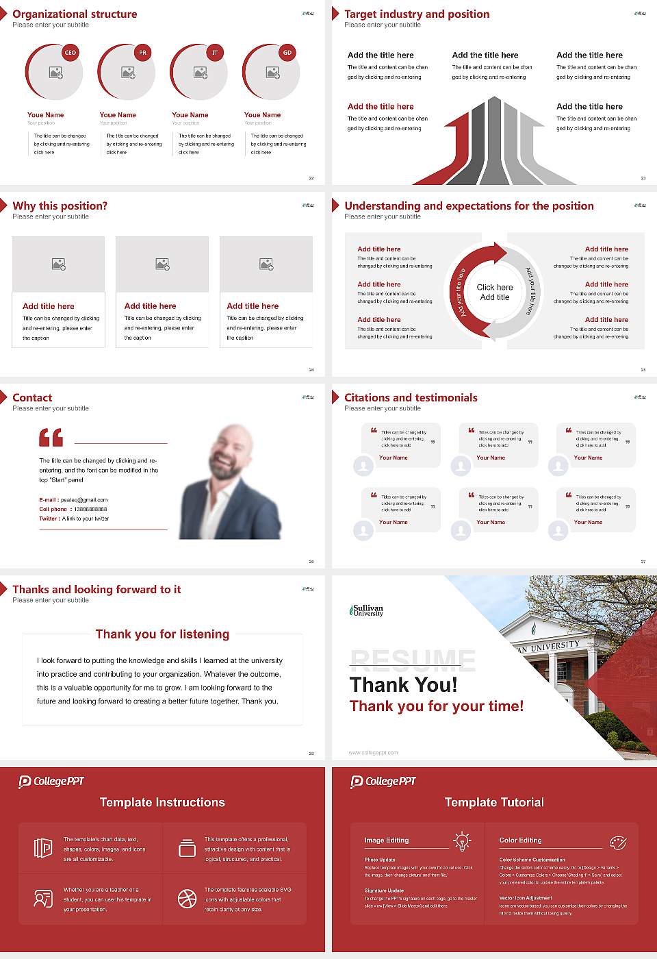 Sullivan University Resume PPT Template16:9 ratio PPT effect preview image4