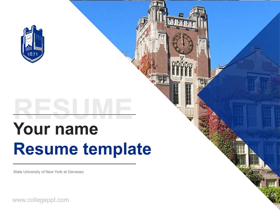 State University of New York at Geneseo Resume PPT Template4:3 ratio PPT effect preview image5