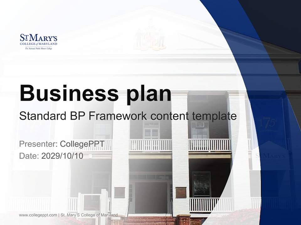St. Mary’S College of Maryland Competition/Entrepreneurship Contest PPT Template4:3 ratio PPT effect preview image9