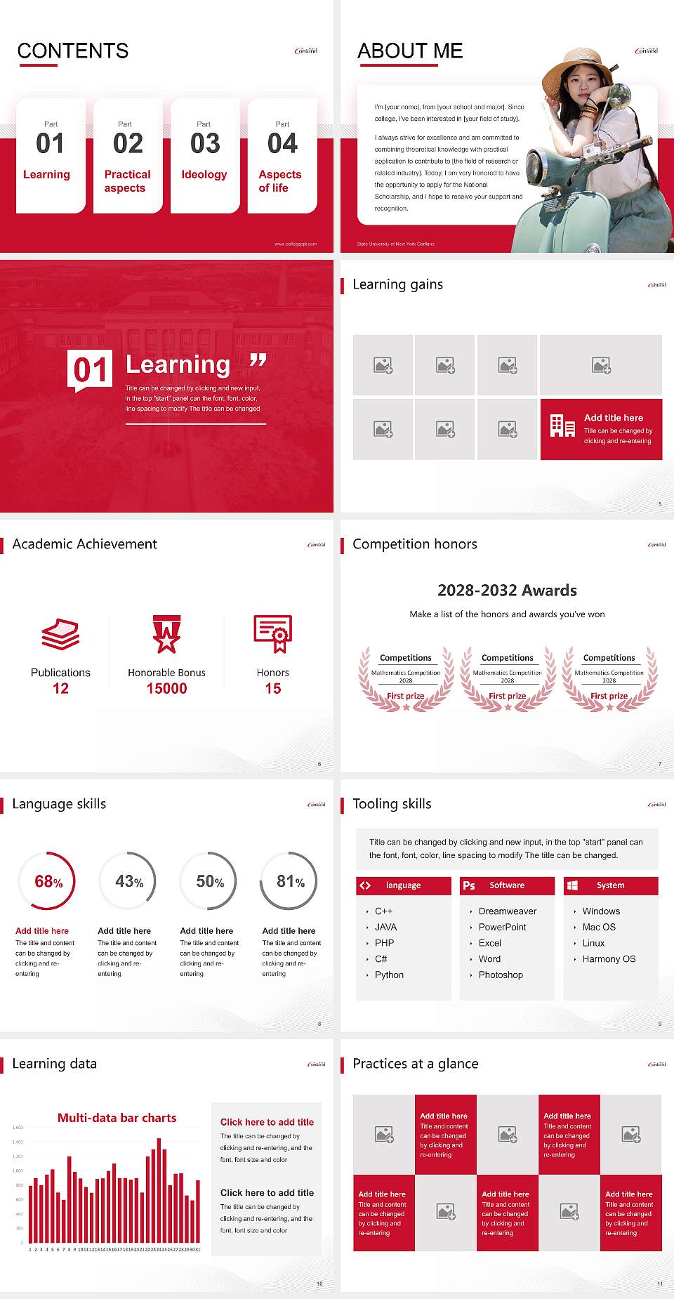 State University of New York Cortland National Scholarship Defense PPT Template4:3 ratio PPT effect preview image2