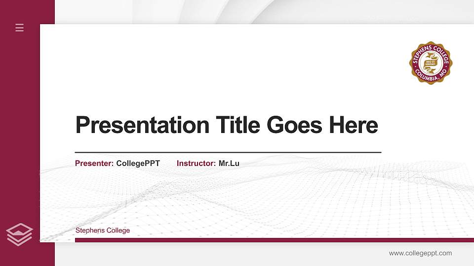 Stephens College Thesis Proposal/Graduation Defense PPT Template16:9 ratio PPT effect preview image