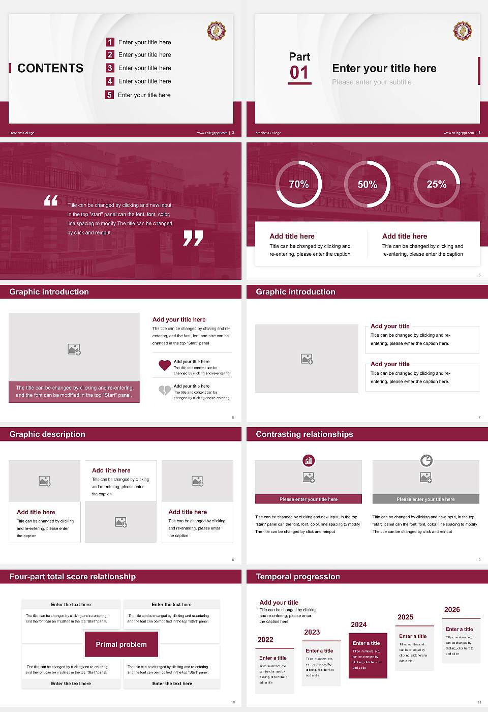 Stephens College Thesis Proposal/Graduation Defense PPT Template16:9 ratio PPT effect preview image2