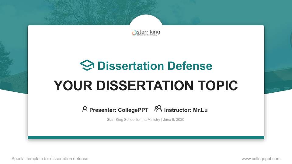 Starr King School for the Ministry Graduation Thesis Defense PPT Template16:9 ratio PPT effect preview image