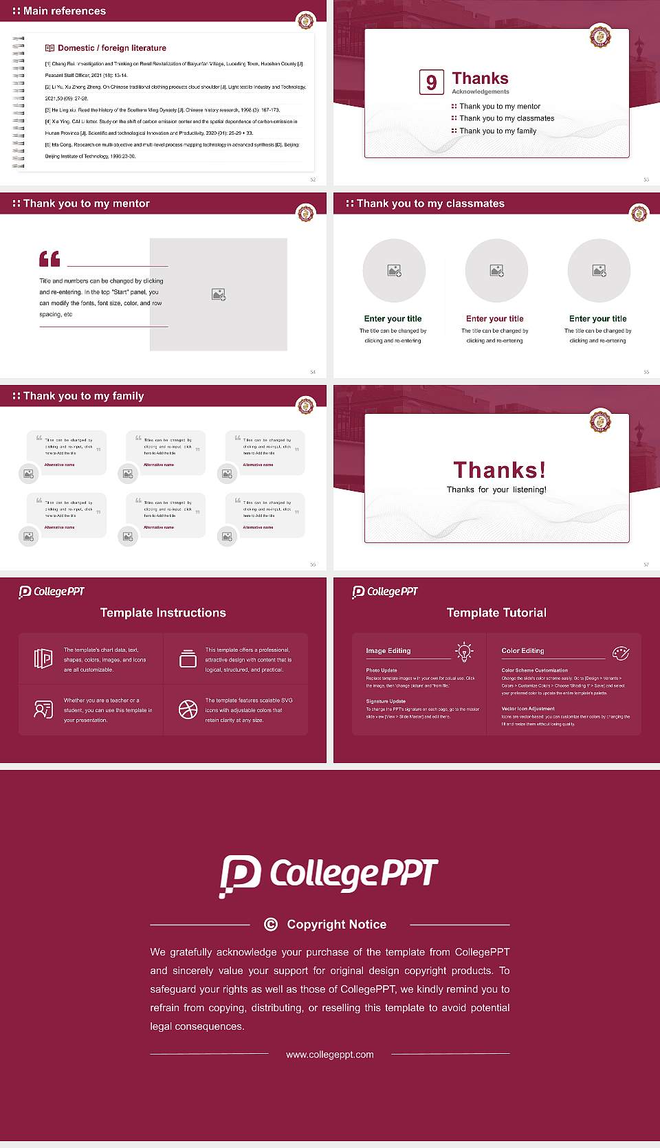 Stephens College Graduation Thesis Defense PPT Template16:9 ratio PPT effect preview image7