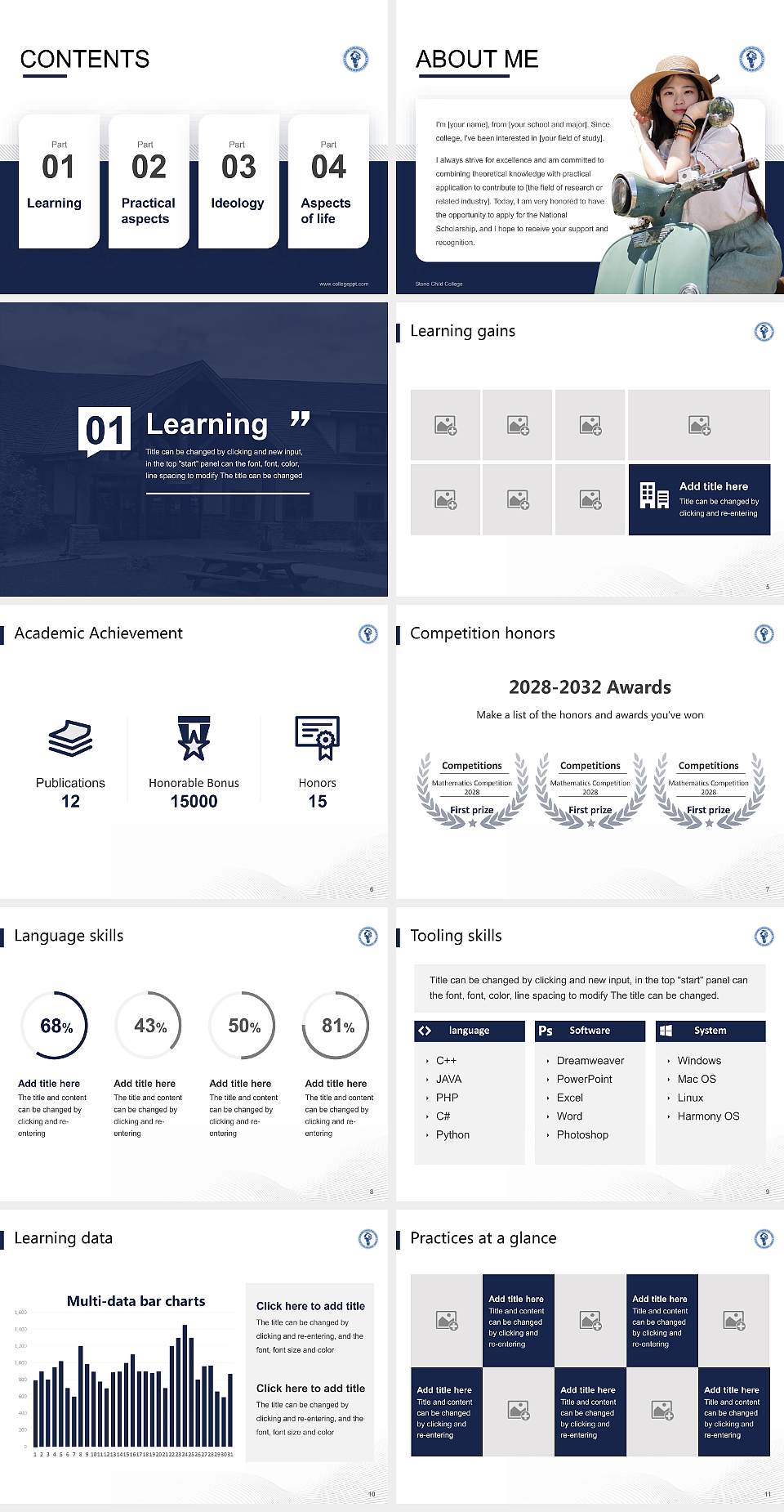 Stone Child College National Scholarship Defense PPT Template4:3 ratio PPT effect preview image2