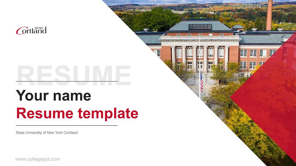State University of New York Cortland Resume PPT Template16:9 ratio PPT effect preview image