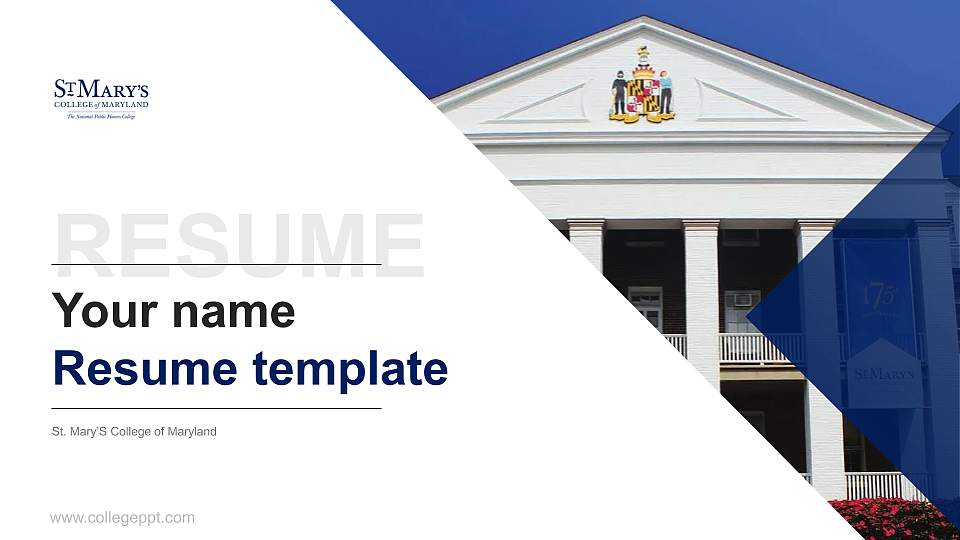 St. Mary’S College of Maryland Resume PPT Template16:9 ratio PPT effect preview image