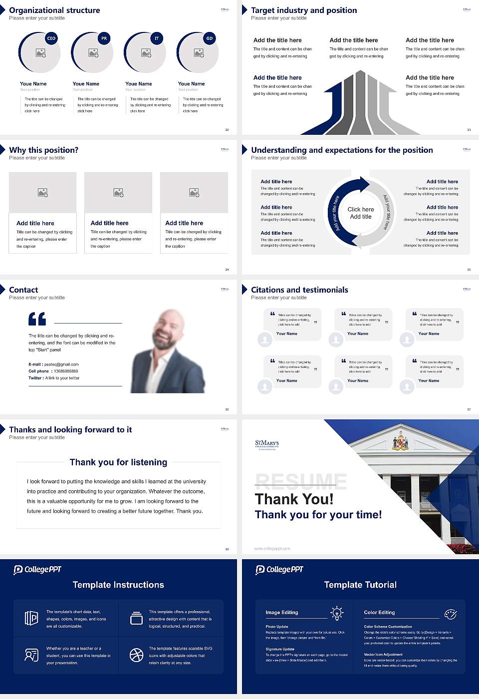 St. Mary’S College of Maryland Resume PPT Template16:9 ratio PPT effect preview image4
