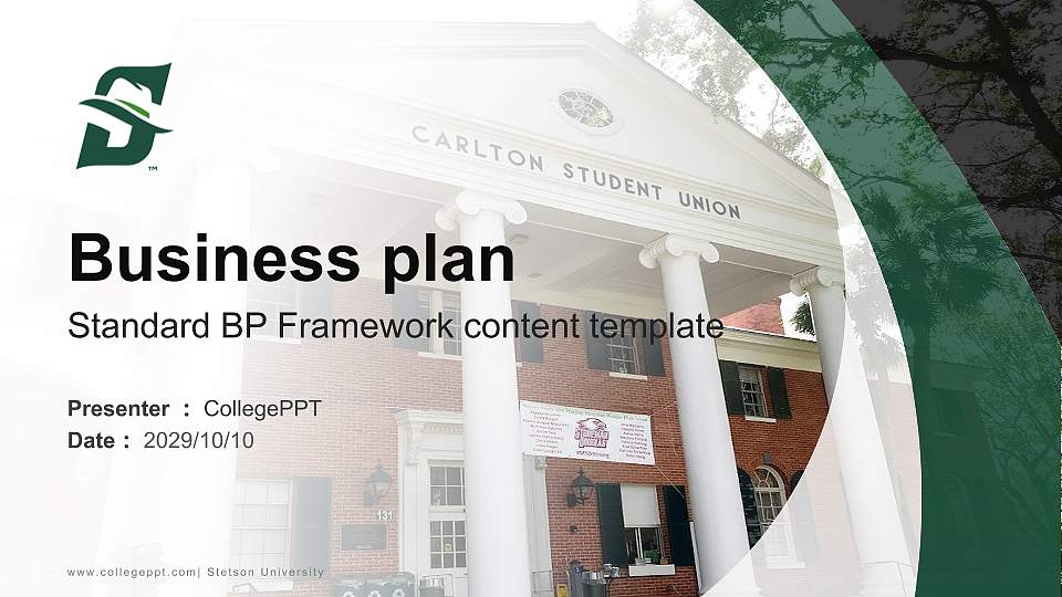 Stetson University Competition/Entrepreneurship Contest PPT Template16:9 ratio PPT effect preview image
