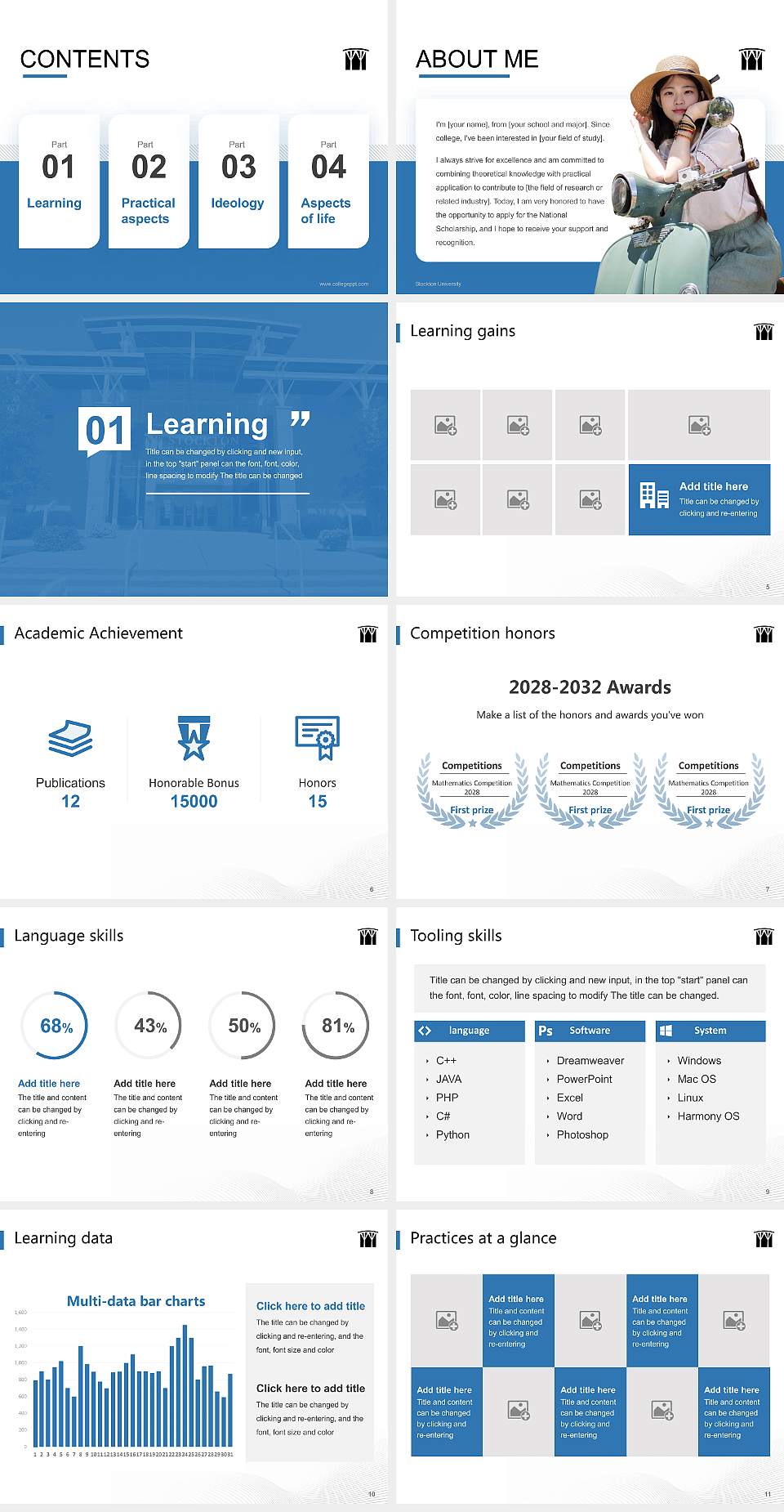 Stockton University National Scholarship Defense PPT Template4:3 ratio PPT effect preview image2