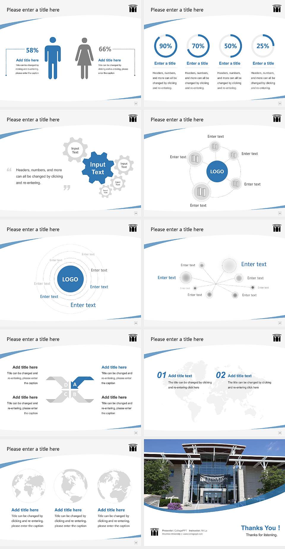 Stockton University Course/Courseware Creation PPT Template4:3 ratio PPT effect preview image4