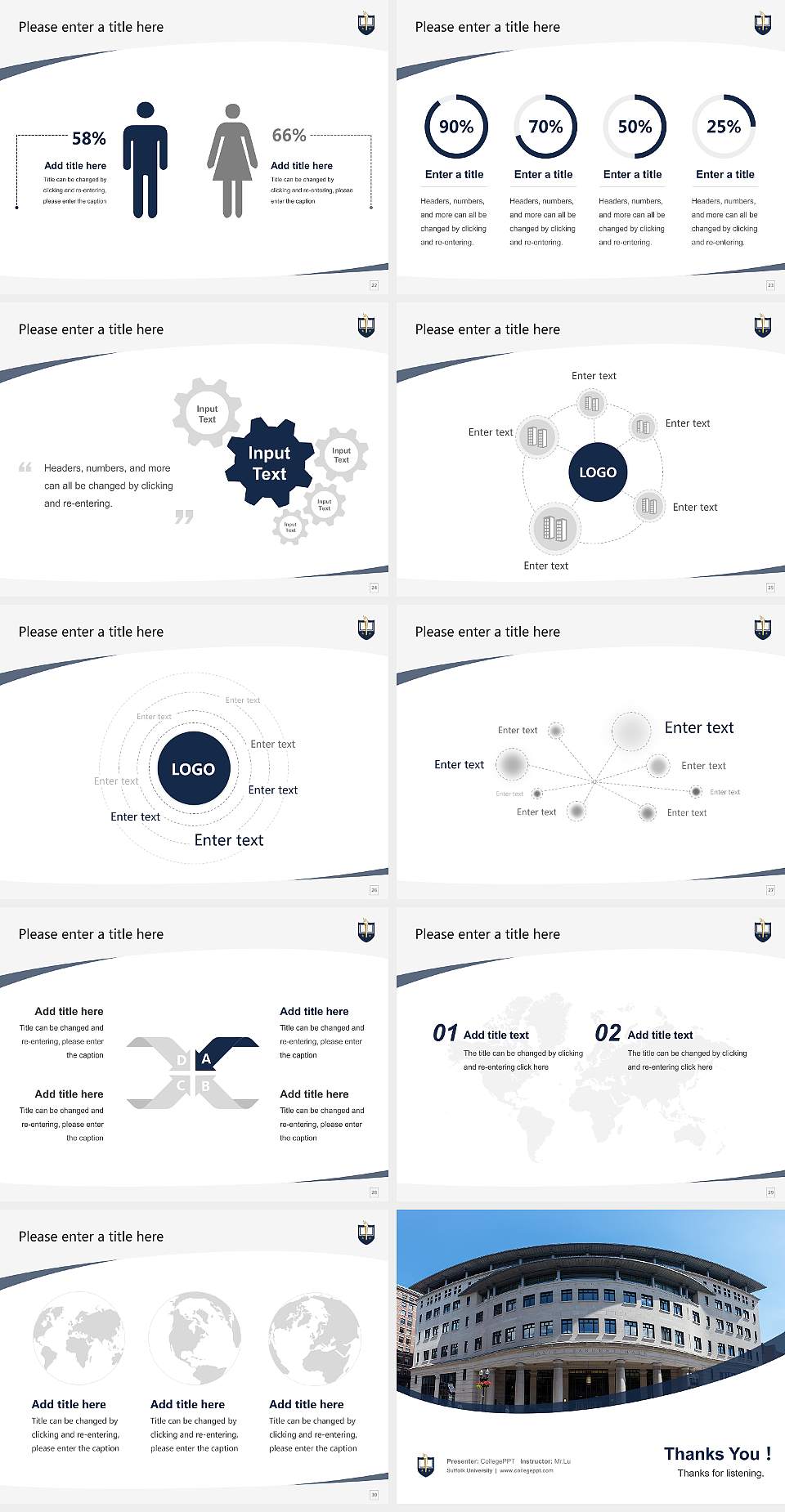 Suffolk University Course/Courseware Creation PPT Template4:3 ratio PPT effect preview image4