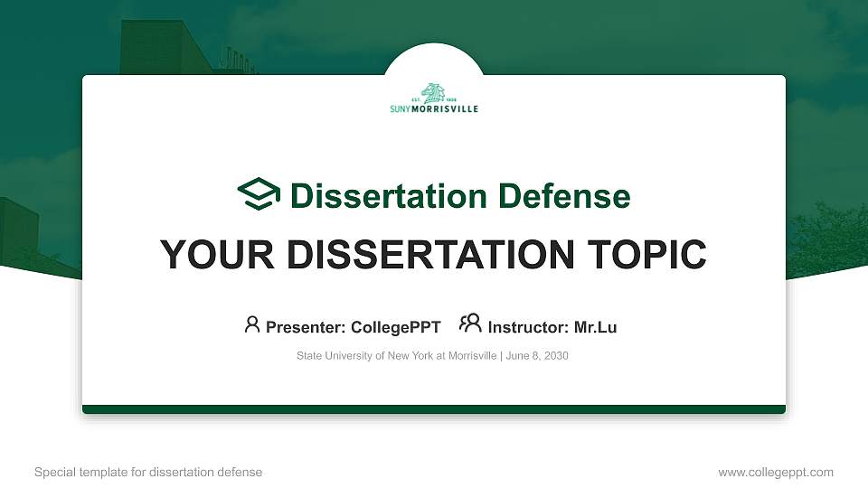 State University of New York at Morrisville Graduation Thesis Defense PPT Template16:9 ratio PPT effect preview image