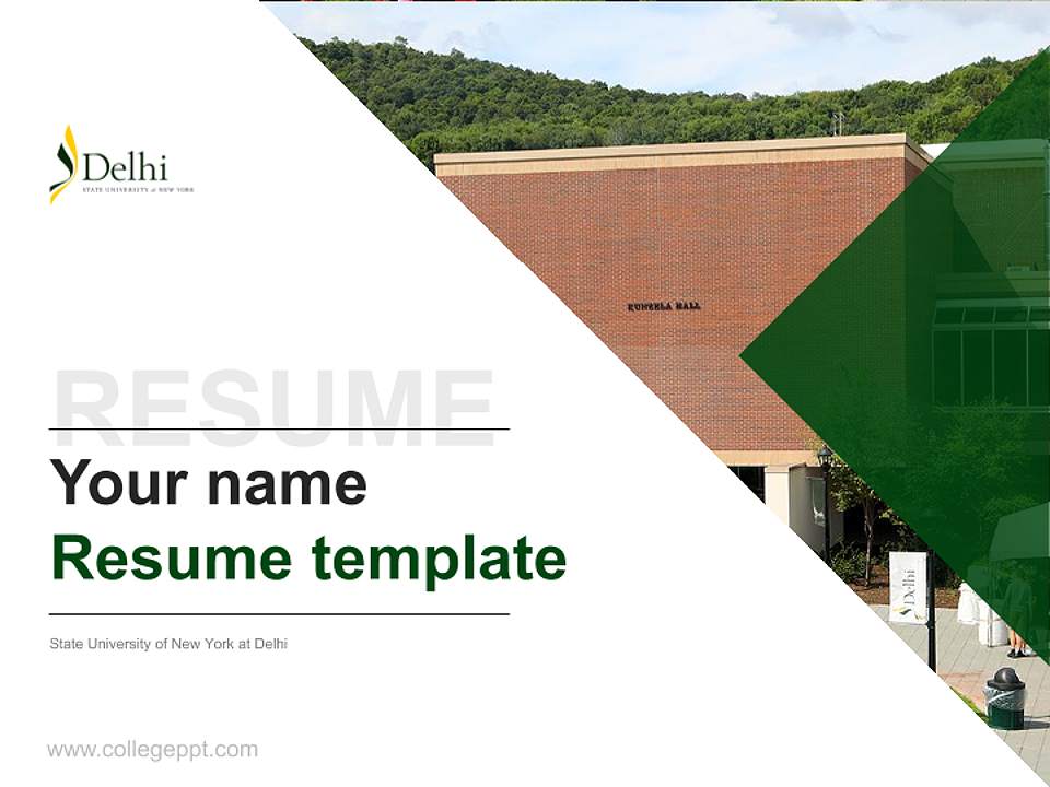 State University of New York at Delhi Resume PPT Template4:3 ratio PPT effect preview image5