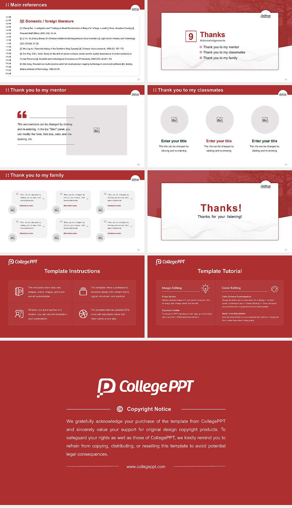 Sullivan University Graduation Thesis Defense PPT Template16:9 ratio PPT effect preview image7