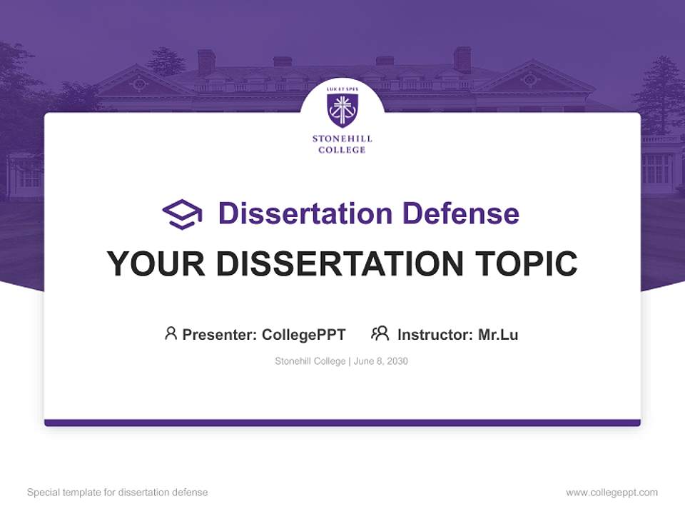 Stonehill College Graduation Thesis Defense PPT Template4:3 ratio PPT effect preview image7