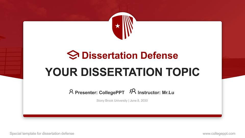 Stony Brook University Graduation Thesis Defense PPT Template16:9 ratio PPT effect preview image