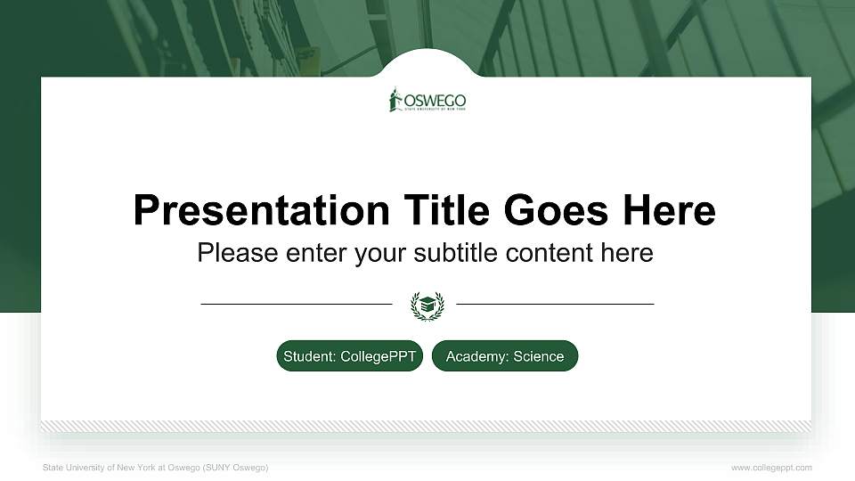 State University of New York at Oswego (SUNY Oswego) National Scholarship Defense PPT Template16:9 ratio PPT effect preview image