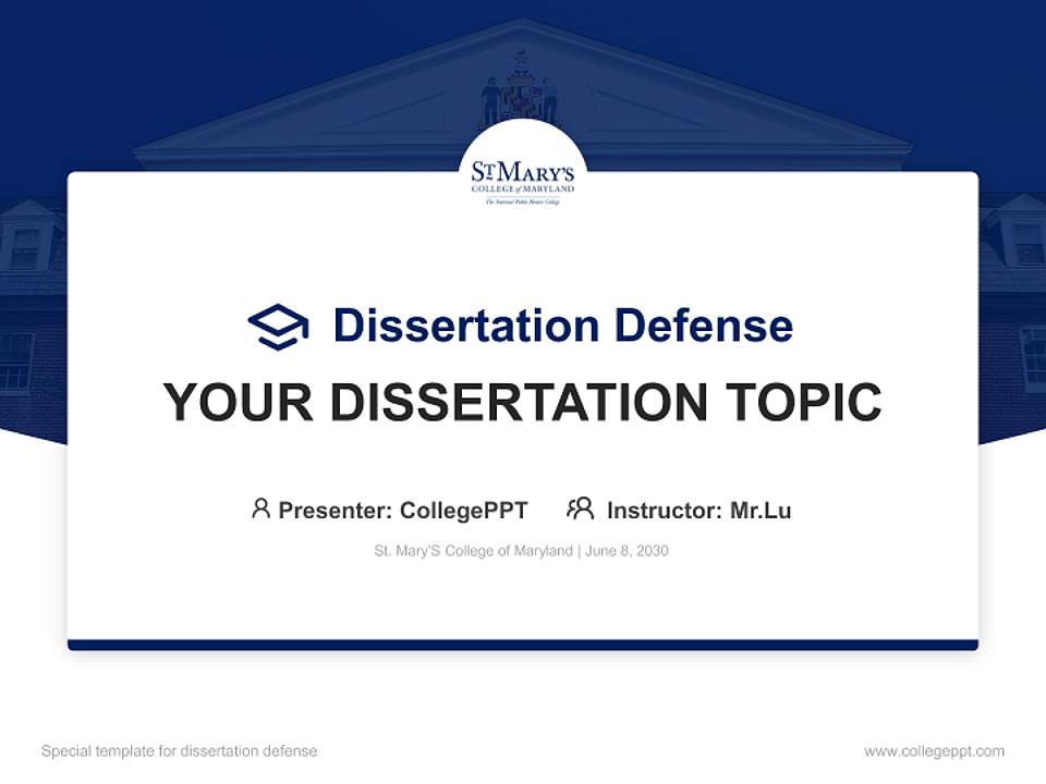 St. Mary’S College of Maryland Graduation Thesis Defense PPT Template4:3 ratio PPT effect preview image7
