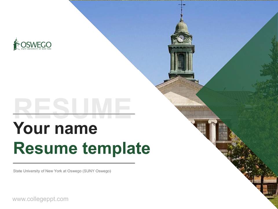 State University of New York at Oswego (SUNY Oswego) Resume PPT Template4:3 ratio PPT effect preview image5
