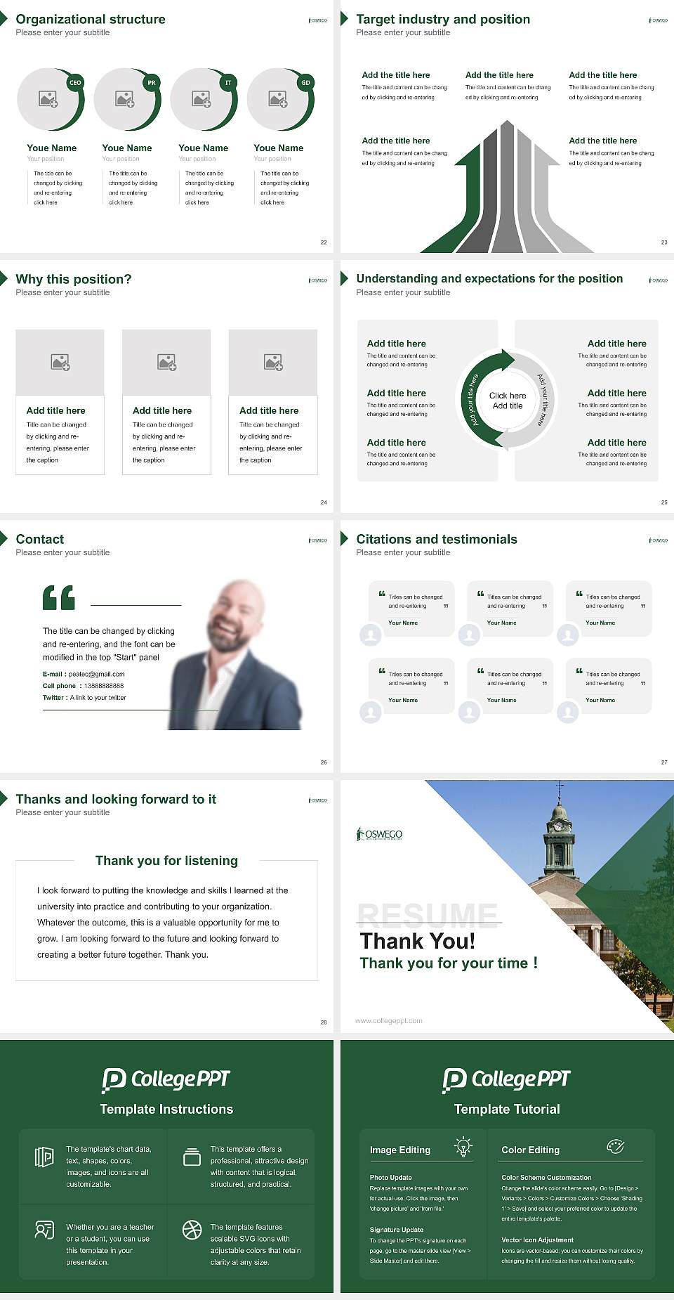 State University of New York at Oswego (SUNY Oswego) Resume PPT Template4:3 ratio PPT effect preview image4