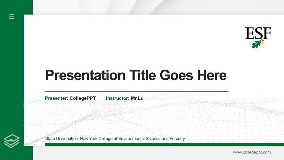 State University of New York College of Environmental Science and Forestry Thesis Proposal/Graduation Defense PPT Template16:9 ratio PPT effect preview image