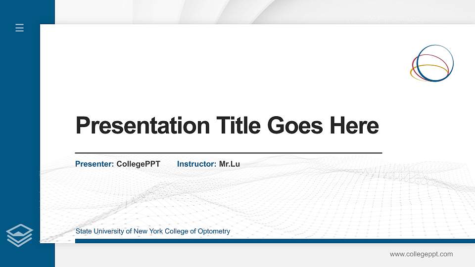 State University of New York College of Optometry Thesis Proposal/Graduation Defense PPT Template16:9 ratio PPT effect preview image
