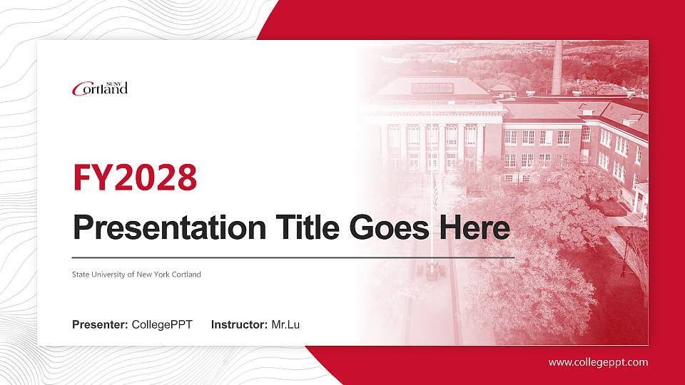 State University of New York Cortland Academic Presentation/Research Findings Report PPT Template16:9 ratio PPT effect preview image