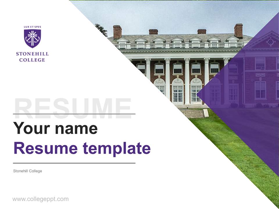 Stonehill College Resume PPT Template4:3 ratio PPT effect preview image5