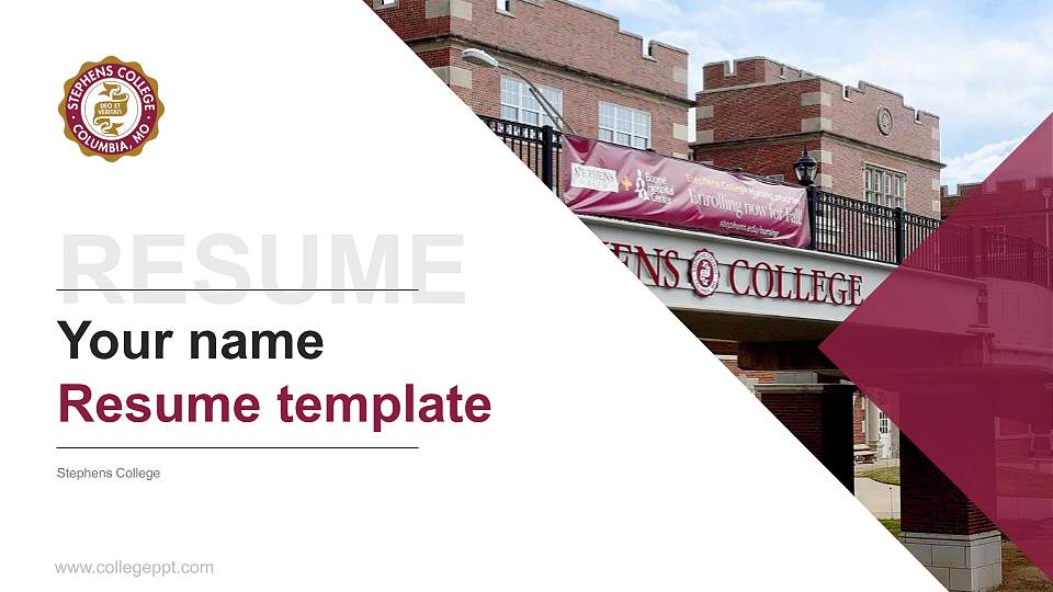 Stephens College Resume PPT Template16:9 ratio PPT effect preview image