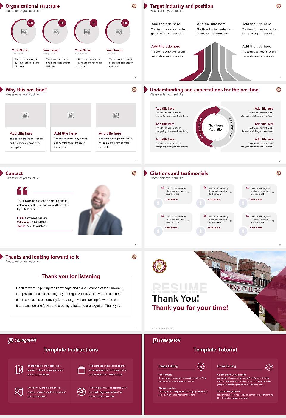 Stephens College Resume PPT Template16:9 ratio PPT effect preview image4