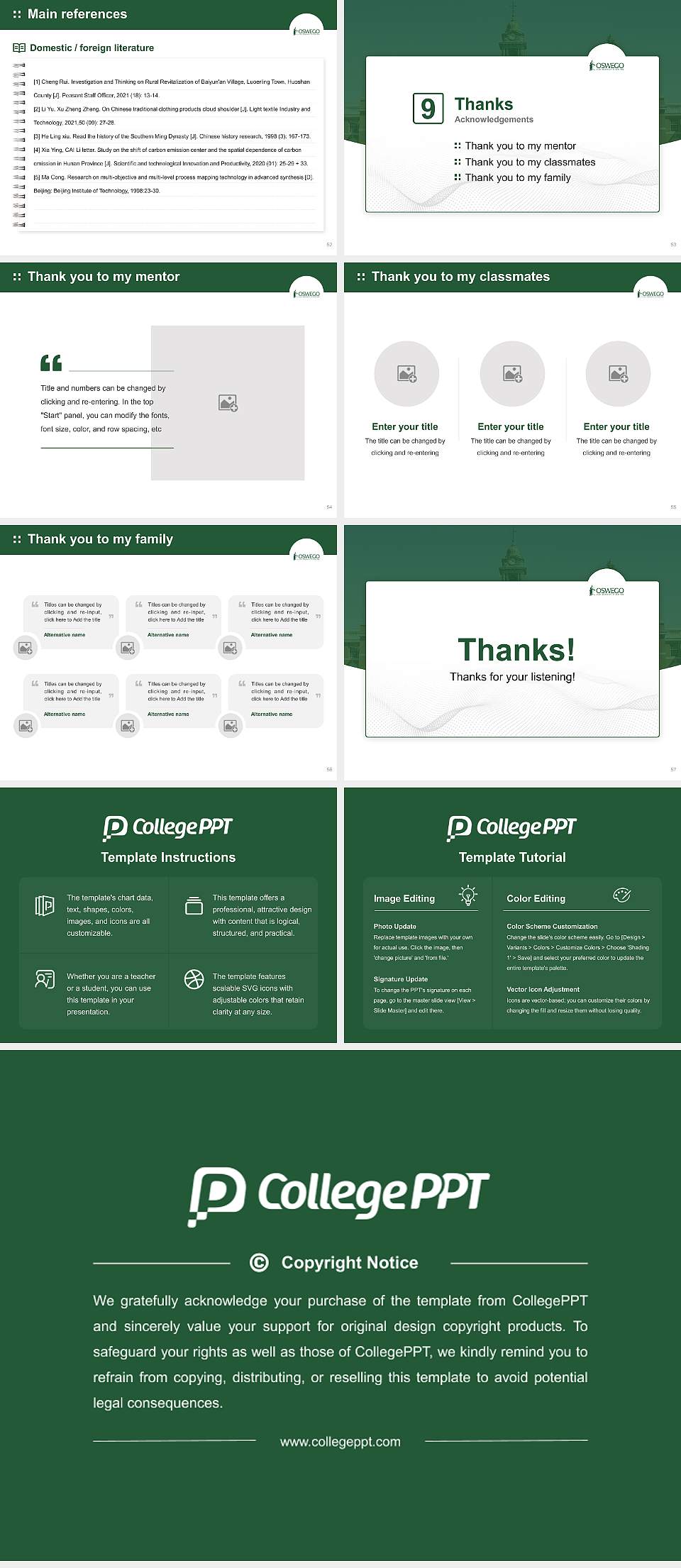 State University of New York at Oswego (SUNY Oswego) Graduation Thesis Defense PPT Template4:3 ratio PPT effect preview image7