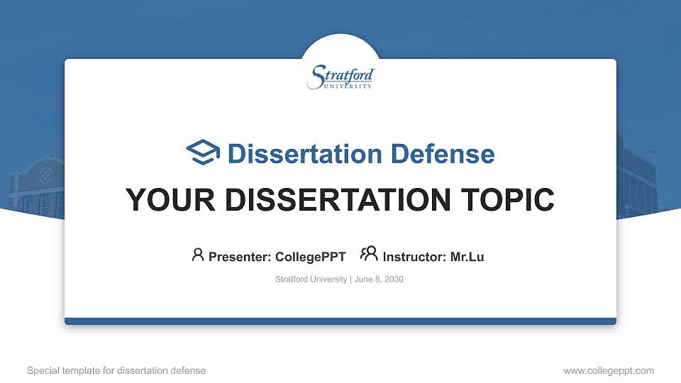 Stratford University Graduation Thesis Defense PPT Template16:9 ratio PPT effect preview image