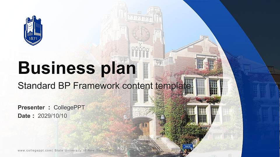 State University of New York at Geneseo Competition/Entrepreneurship Contest PPT Template16:9 ratio PPT effect preview image