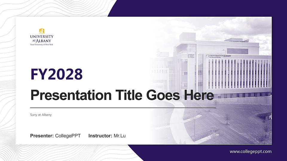 Suny at Albany Academic Presentation/Research Findings Report PPT Template16:9 ratio PPT effect preview image