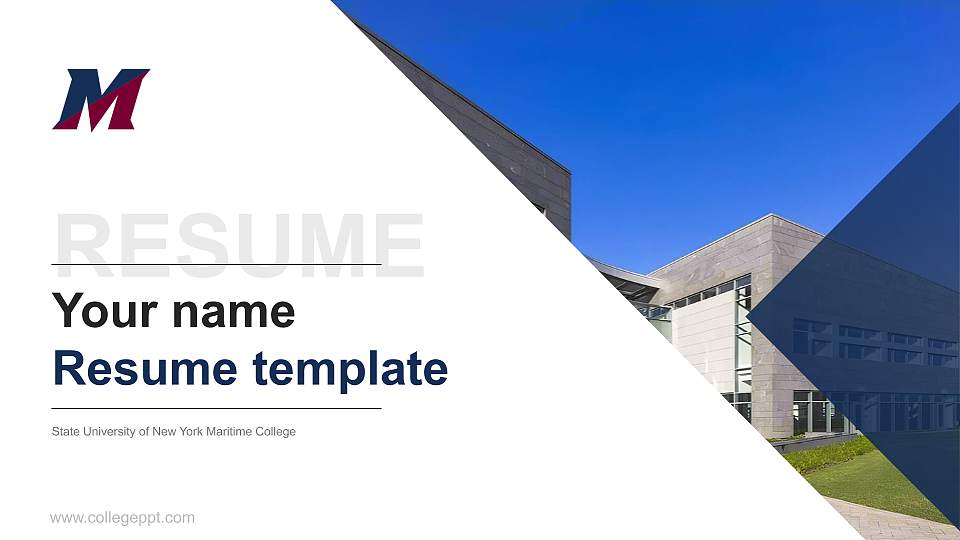 State University of New York Maritime College Resume PPT Template16:9 ratio PPT effect preview image